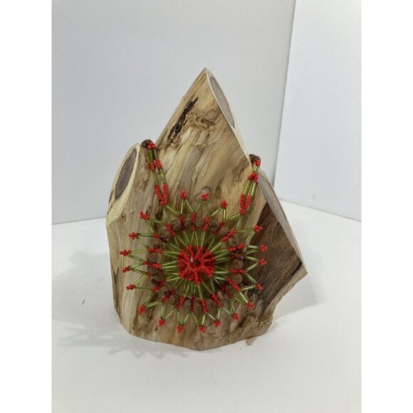 Vintage Monkey Pod Beaded Womens Boho 26 In Necklace 70s Red And Green - Picture 1 of 7